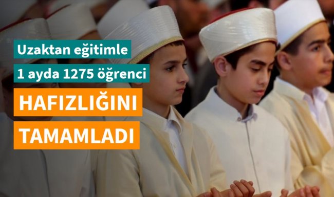 Uzaktan eğitimle 1 ayda 88 tanesi Rize'de olmak üzere 1275 öğrenci hafızlığını tamamladı.